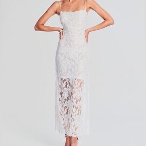 Hemant & Nandita White Reet Lace Bridal Wedding Whimsical Midi Dress